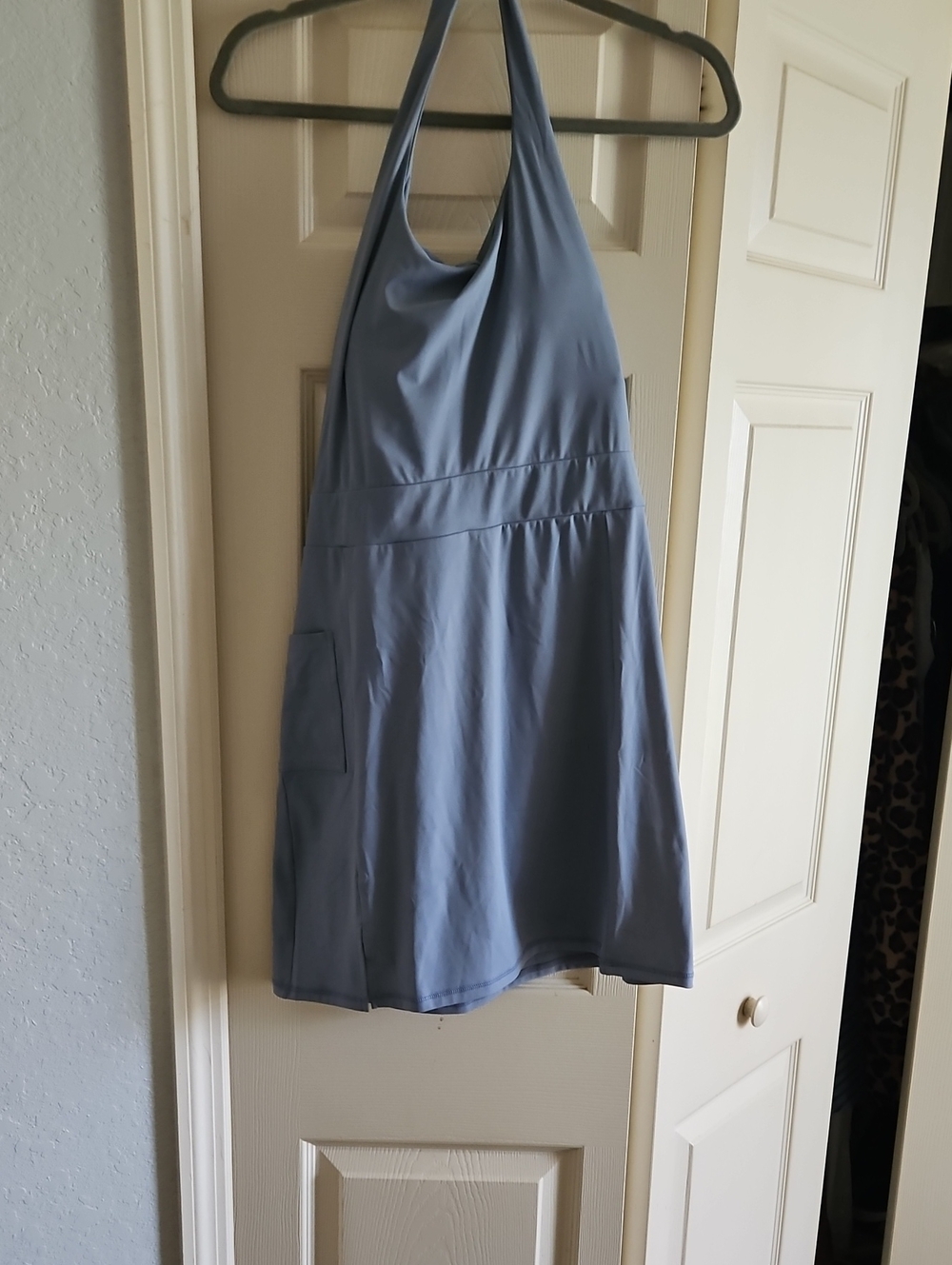 Light Slate Blue Halter A-Line Dress